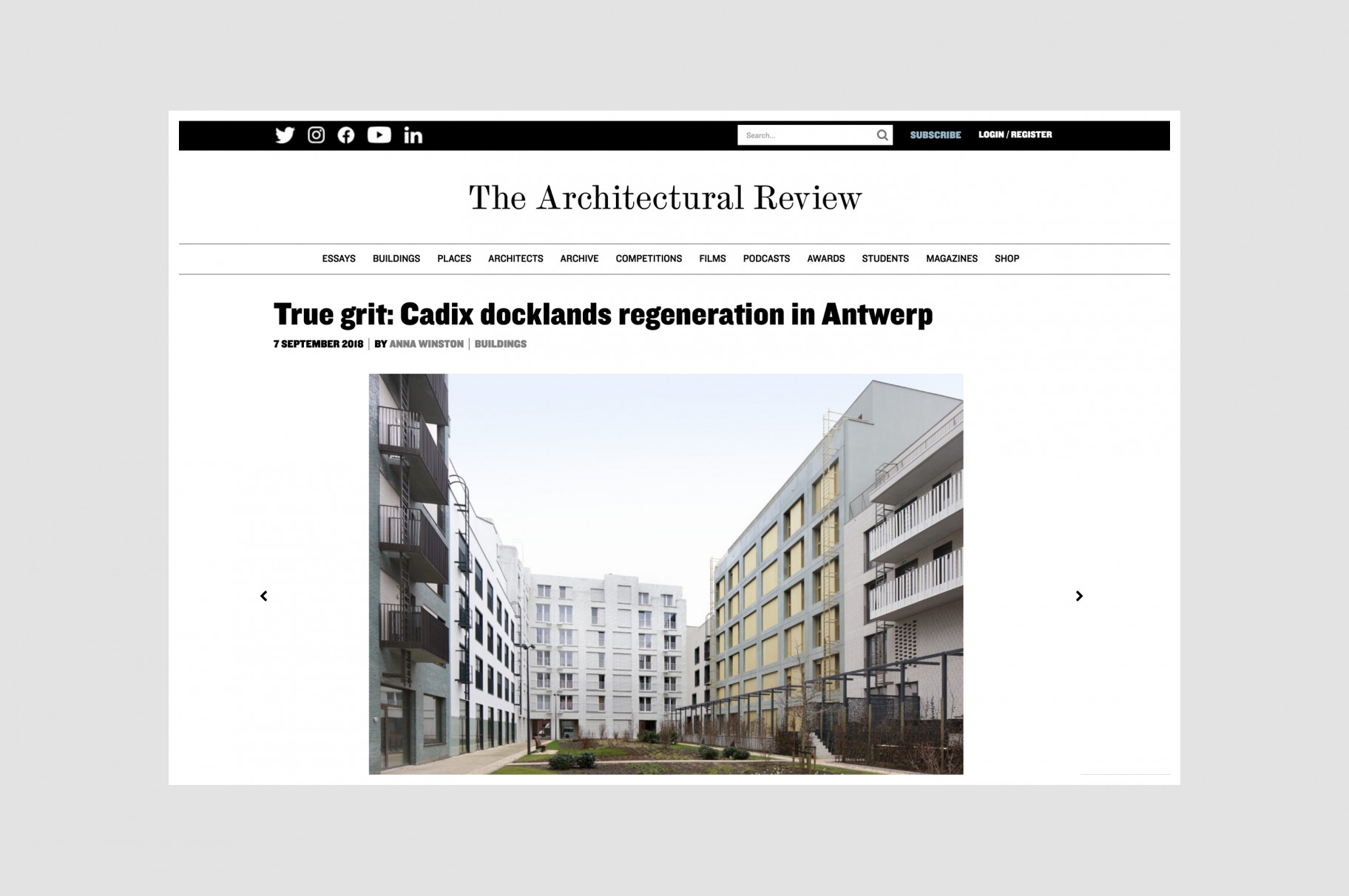 Appartementen Kaai 37 Antwerpen in Architectural Review