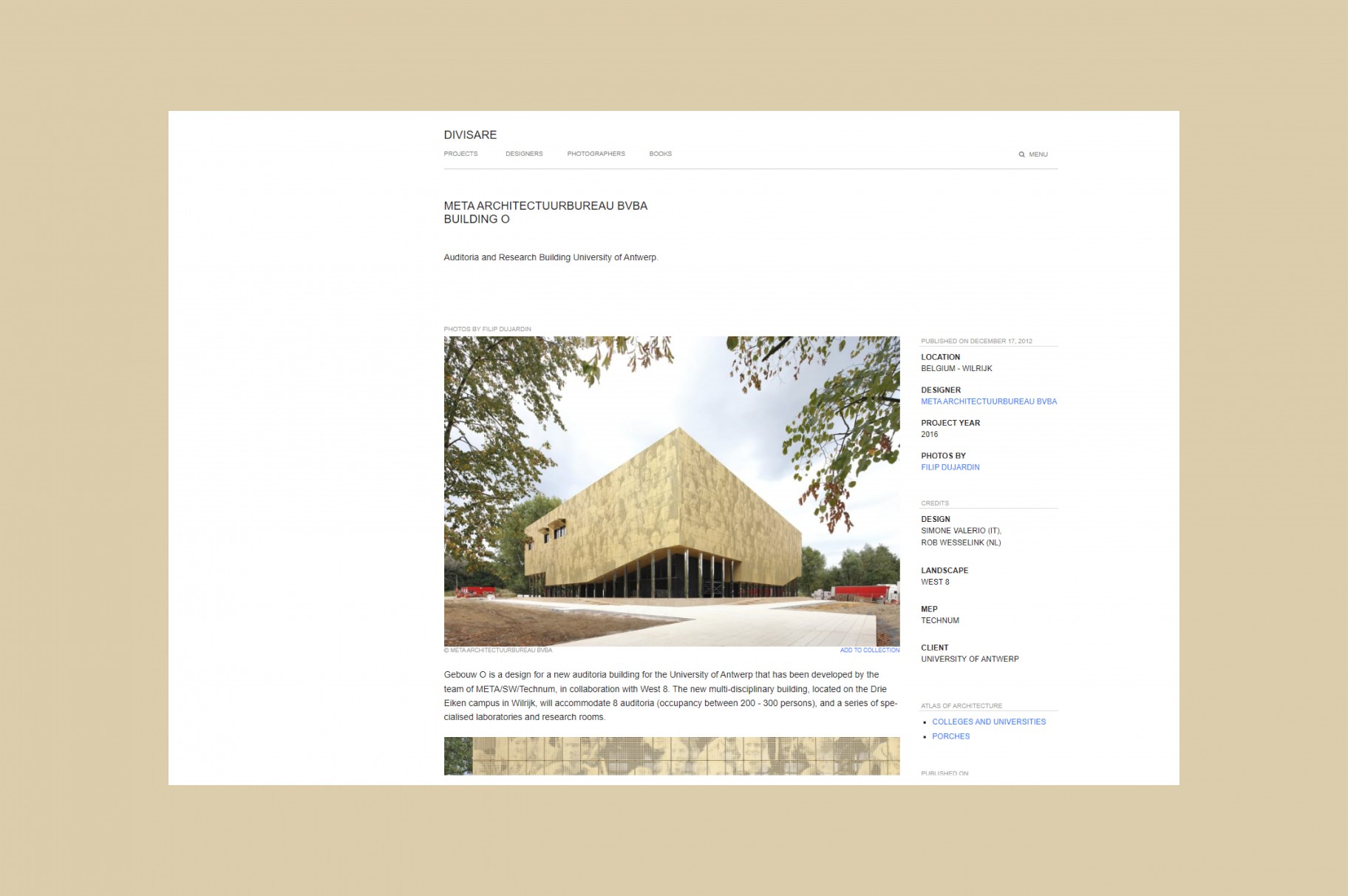 Building O University of Antwerp Wilrijk published online